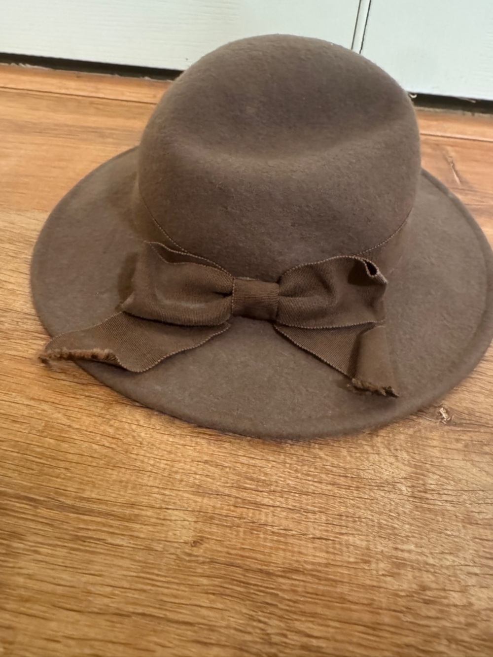 Lancaster Chocolate Wool Felt Floppy Hat with Bow